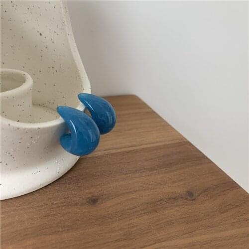 XIYANIKE Blue Acrylic Stud Earrings Geometric Alloy Ear Accessories 2021 New For Women Girls Fashion Party Jewelry Gift Brincos