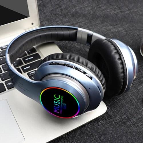 VJ033 LED Bluetooth-compatible 5.0 Folding Headphone for Computer Tablets Smartphone Music Sports Gaming Wireless Headset
