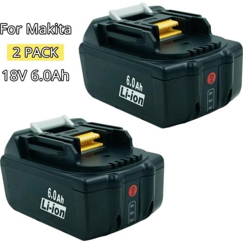 2pcs 6000mAh BL1860 Replacement for Makita 18V Lithium Ion Battery BL1830 BL1840 BL1850 BL1860B LXT400 Power Tools LED Indicator
