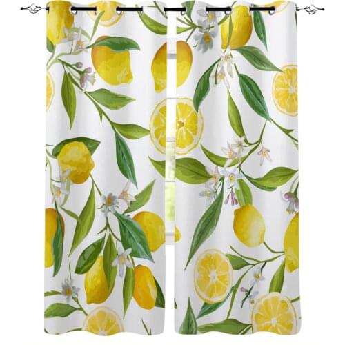Fruit Lemon Yellow White Modern Blackout Curtains For Living Room Bedroom Window Treatment Blinds Drapes Kitchen Curtains