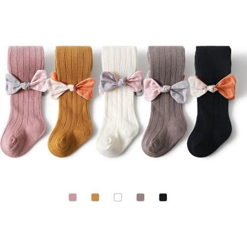 0-10 Yrs Children Spring Autumn Winter Bowknot Tights Cotton Baby Girls Pantyhose Kids Infant Knitted Dance Tights
