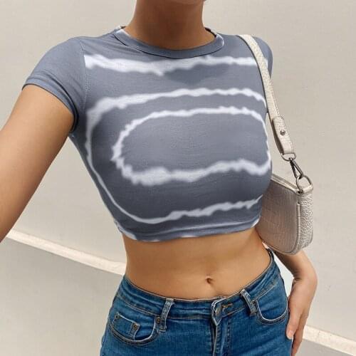 Tie Dye Tshirt Women Sexy Short Sleeves Tshirt 2021 Summer Short Tops Tees Fashion Streetwear T Shirts Female HG123