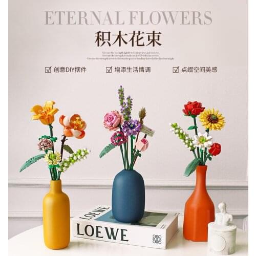 456pcs Loz Mini Blocks/loques 3styles Eternal Flowers Rose/lavender Diy Toys Put In Bottel Home Exhibition Funny Creative Gift