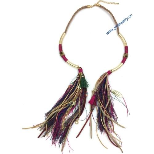 Handmade vintage ethnic necklace Bohemia collier Multistrand statement Necklace sea beach summer style tassel pendants necklace