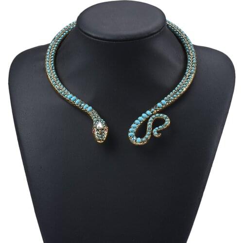Vintage Snake Statement Necklace Open Adjustable Choker Collars Boho Ethnic Accessories Wholesale Jewelry Gifts