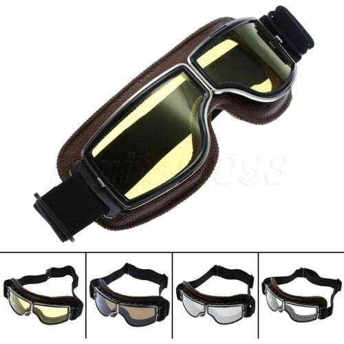 Motorcycle Goggles WWII Vintage Pilot Style Motocross Motorbike Aviator Cruiser Glasses ATV Dirt Bike Helmet