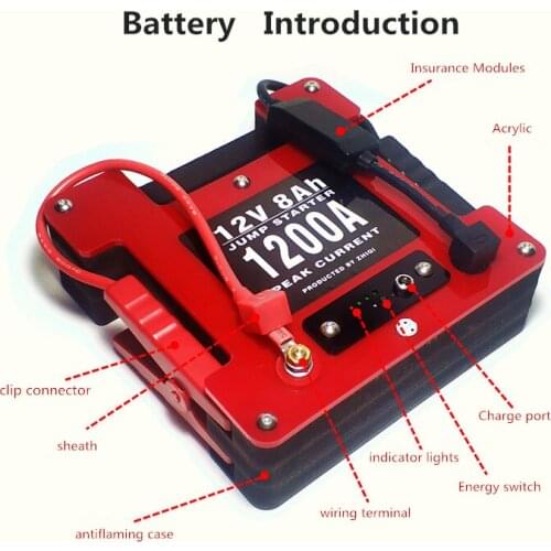 High drain 12V,12.6V 1200A/800A Li-ion Lithium ion Car Start Battery for Gasoline/Diesel Engines Emergency Start Power Bank