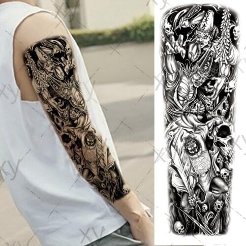 Waterproof Temporary Tattoo Sticker owl flowers skull clock girl roar wolf full arm large fake tatto flash tatoo for men women