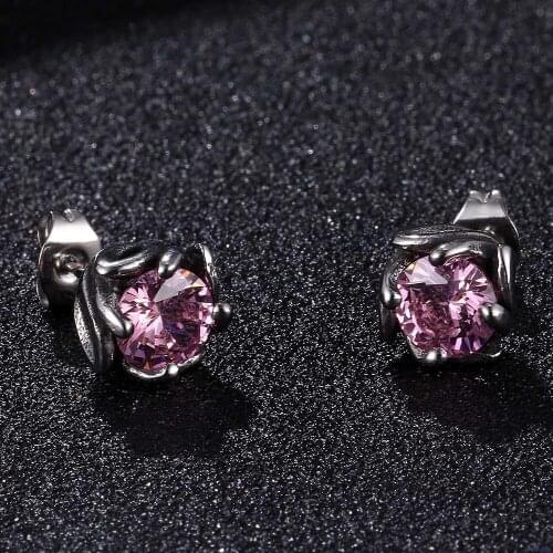 Fashion Stainless Steel Flower Shape Zircon Stud Earrings for Women Gift 2021 New Female Party Ear Jewelry Accessories BB0792