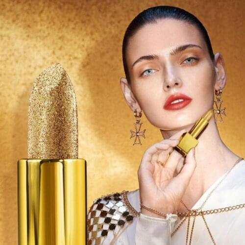 Gold Lipstick Square Lipstick Matte Lipstick Long Lasting Flow Gold Yeast Color Shell Lip Glaze Lip makeup care