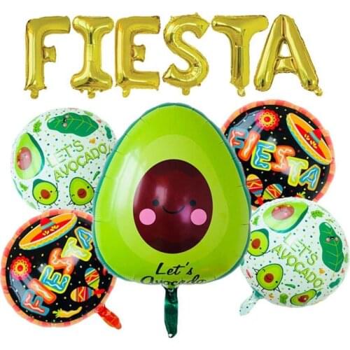 11pcs/set Lets Avocado Party Foil Balloons Rose Gold Fiesta Letter Balloon Banner for Fiesta Carnival Party Supplies Decor