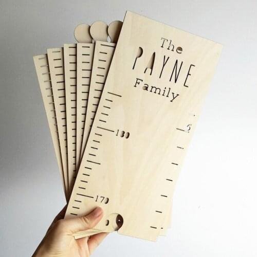 83XC Baby Height Measure Wooden Wall Hanging Ruler Child Kids Growth Chart Bedroom Home Decor Wall Sticker Decorative Props