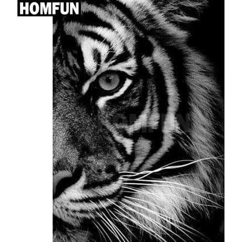HOMFUN Full Square/Round Drill 5D DIY Diamond Painting "Animal tiger" 3D Embroidery Cross Stitch 5D Home Decor A00206