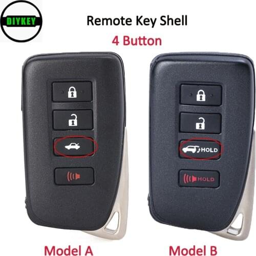 DIYKEY 4 Button Smart Remote Key Case Shell Fob for Lexus IS/ES/GS/NX/RX RX350 RX450h NX200t NX300h with Matt Face TOY12 Blade