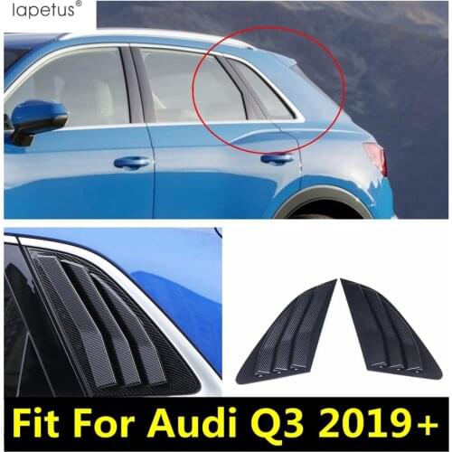 Lapetus Black / Carbon Fiber Look Rear Window Louver Shutter Decoration Side Vent Cover Trim Exterior For Audi Q3 2019 - 2021