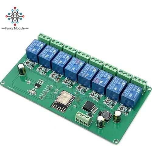 DC5V/7-28V Power Supply ESP8266 WIFI Wireless Eight-Way Relay Module ESP-12F Development Board