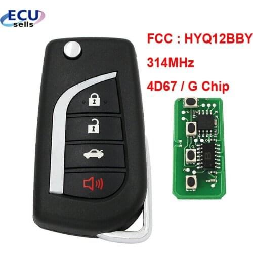 Flip 4 Buttons Car Key Fob For Toyota Camry Avalon Corolla Matrix RAV4 HYQ12BBY 314.4Mhz Transponder G/4D67 Chip