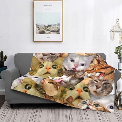 Cat Blankets Fleece Print Cute Funny Clever Multifunction Super Warm Throw Blanket for Bed Travel Quilt