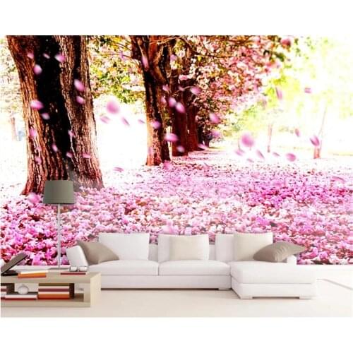 Beibehang Customized 3D Mural Flower Sea World Cherry Blossom Tree Beautiful Flower Landscape Home Decoration Mural