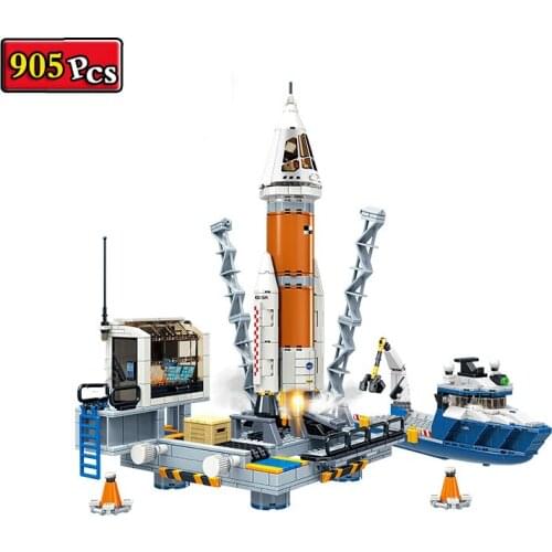 City Series Space Science Expedition Rocket Launch Base Sea Recycling Ship MOC Building Blocks Bricks Toys Gifts
