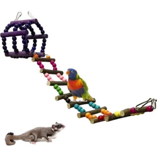 Pet Bird Parrot Toy Climbing Ladder Parrot Hamster Log Swing Hanging Bridge Toys Standing Birds Chew Toy