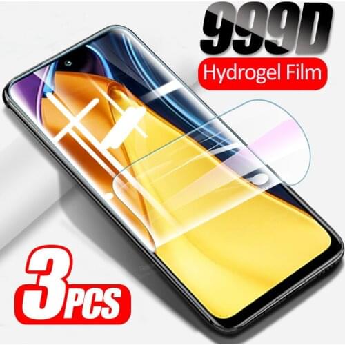 3pcs Full Curved Hydrogel Film For Xiaomi Poco M3 Pro F3 X3 Pocco Poko Poxo F1 Pocophone F M X 3 NFC Screen Protector Not Glass