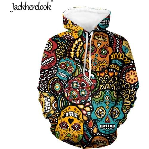Jackherelook Vintage Sugar Skull Brand Design Autumn Pullover Hoodie With Pocket Long Sleeve Harajuku Sweatshirts Sudaderas 2020