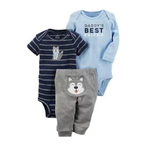 Childrens suits jumpsuit infant baby boy girl suit cotton round neck romper + pants newborn clothes spring and autumn fashion b