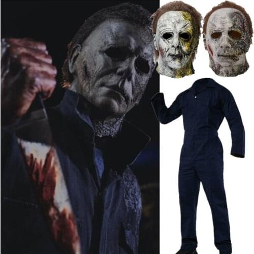 Halloween Kills MichaelMyers Michael Myers Cosplay Adults Unisex Costume Set Bodysuit Coverall Mask Suit Halloween Party Prop