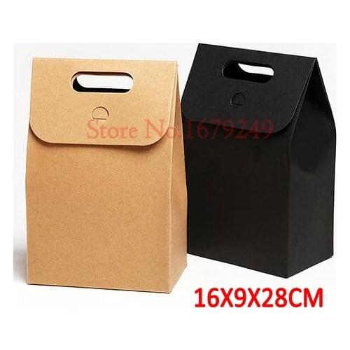 L 16*9*28cm Free shipping stand kraft paper gift bags/food paper bags/ Dry fruit Cookies Walnut stand box 50piece\lot