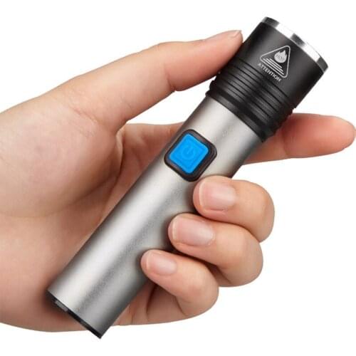 13MA Mini Portable Telescopic Zoom Outdoor LED Flashlight Bright Multifunction Waterproof USB Rechargeable Torch Camping Outdoor