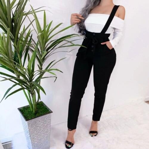 Fashion Women Loose Overalls Sleeveless Sling Jumpsuit Bib Dungarees Ladies Suspender High Waist Pencil Pants Playsuit Size S-XL