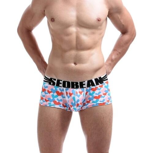 New SEOBEAN Hot New Mens Boxer Brand Underwear Waist Cotton Sexy Boxer Underwear Mens Underwear