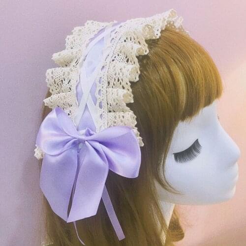 2021 Cosplay Hair Hoop Anime Maid Lovely Sweet Headband Lolita Lace Flower Headwear Hand Made For Girls Gift Hair Accessories