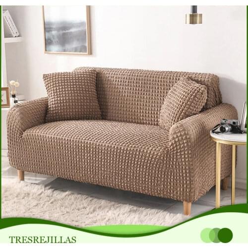 Solid Color Elastic Sofa Cover for Living Room Plaid Stretch Sectional Slipcovers Sofa Couch Cover L Shape 1-4 Seater