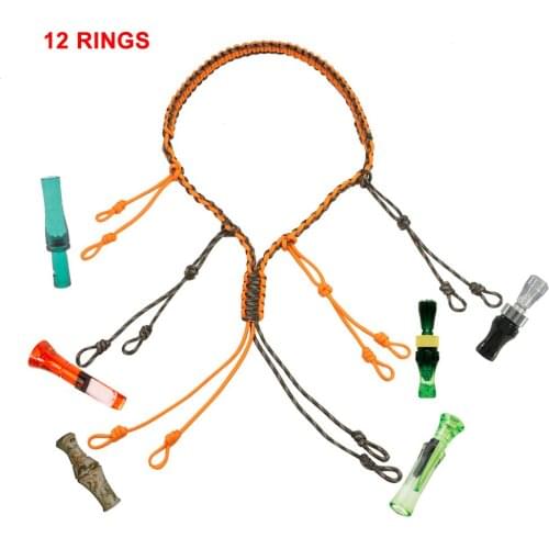 Hunting Decoy Duck Wild Bird Goose Call Decoy Rope 12 Rings Lanyard Whistle Sling Call Lanyard Whistle Collar Sling Hunting Rope