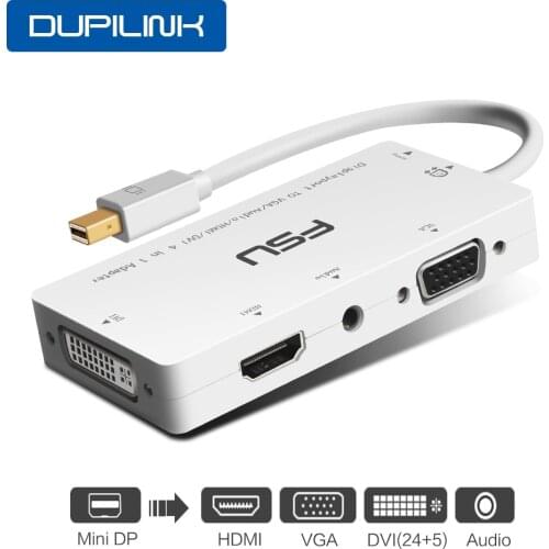 4 in 1 Thunderbolt Mini DisplayPort DP to HDMI DVI VGA Cable Connector for Apple MacBook Pro Air PC Mini DP to HDMI Audio Adaper