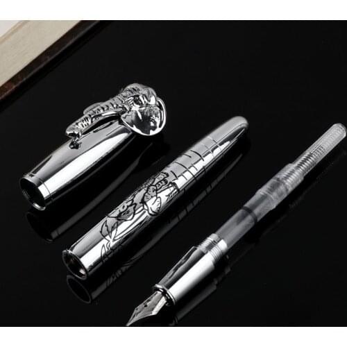 Elephant Head in Lid Fountain Pen Delicate Medium Nib Signature Pens Business Home Office School Supplies 19QA