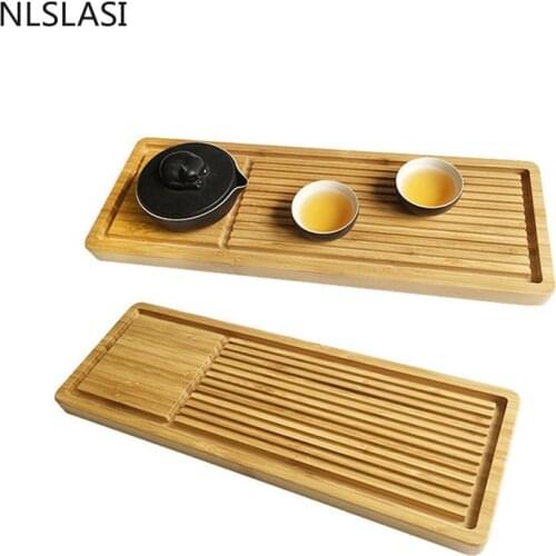 NLSLASI Natural Bamboo Tea Tray Rectangle Tea Accessories Chinese Style Tea Table Tea Tray Household portable tea tray