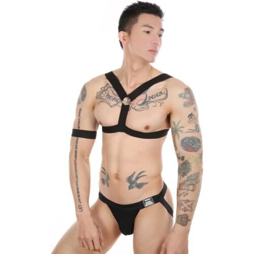 Muscle Harness Belt Straps Men Elastic Body Bondage Clubwear Sexy Jockstrap Set Underwear Costume Shoulder Chest Arnes Hombre