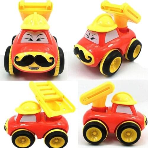 Q Version Mini Cartoon Fun Fire Truck Inertia Fall Childrens Toy Ladder Truck Truck Funny Beard Engineering Car Boy Girl Toy