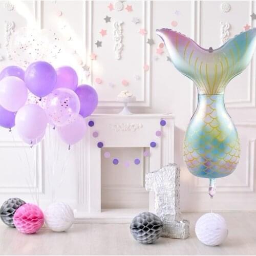 1pcs Gradient Mermaid Tail Foil Balloons Green Fish lower body Balloons Happy Birthday Party Wedding Decoration Kids baby Gift