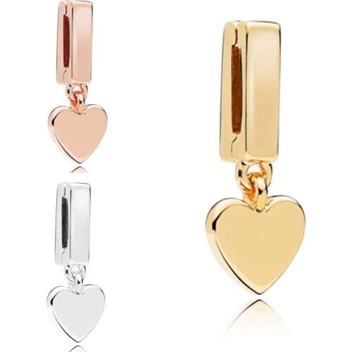 Reflective floating heart pendant 925 sterling silver beads suitable for original female reflective bracelet accessories