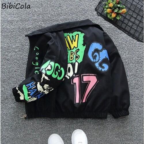 Boys Baby Windbreaker Jacket Spring And Autumn Short Korean Style Western Style Splash Ink Personality Simple Style Jacket