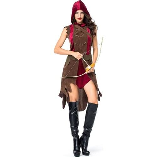 Woman Halloween Archer Costumes Female Warrior Hunter Cosplay Carnival Purim Parade Stage Show Nightclub Role Play Party Dress