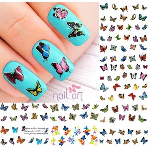 12 sheets mix style beauty butterfly water transfer nail art stickers decals manicure nails decoration supplies tools 337348