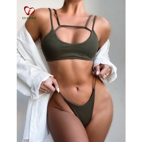 2021 Sexy Solid Color Bikini Women Biquini Swimsuit Female Bathing Suit Push Up Bikini Set Beachwear