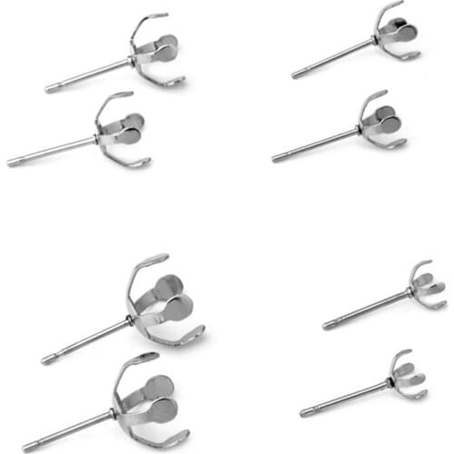 50pcs/lot 5/6/8/10mm Stainless Steel beads Earring Stud Ear Post Nails Pad Base Posts Diy Earring Jewelry Findings