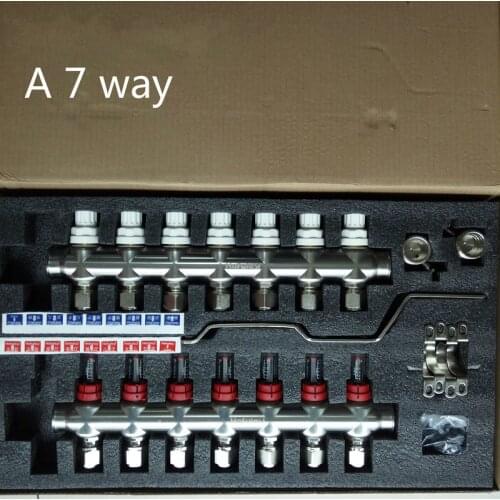 7-8 ways manifold underfloor heating SS304 DN25 A type water underfloor heating manifolds large flow