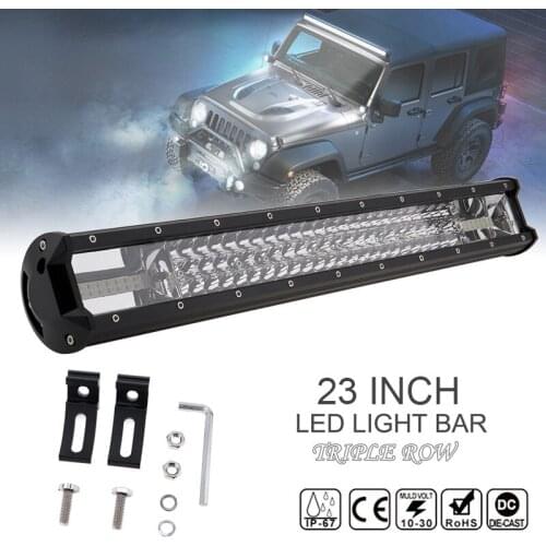 7D 23 Inch LED Wrok Light Bar 540W Car Wrok Light Triple Row Spot Flood Combo Driving Lamp for Truck SUV 4X4 4WD ATV Offroad ATV